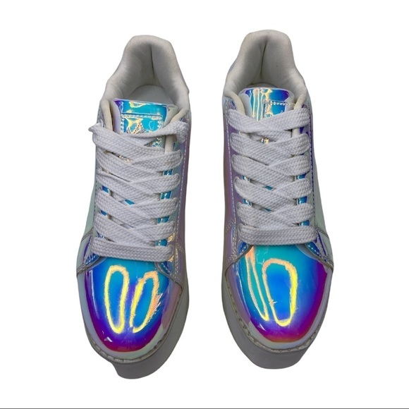 Y.R.U. Nightcall Hologram Iridescent Platform Sneaker Shoes Sz: 7 - Picture 7 of 12